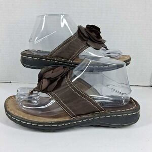 Pierre Dumas Womens Brown Floral Thong‎ Sandals Comfort Slides Size 8